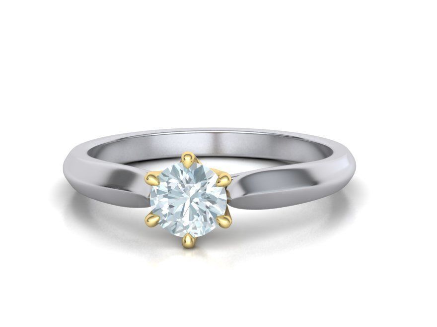 Two-Tone Classic Engagement ring 3dmodel 3D print model_6