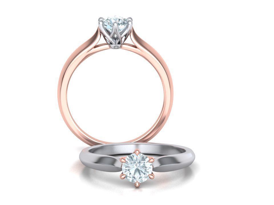 Two-Tone Classic Engagement ring 3dmodel 3D print model_2