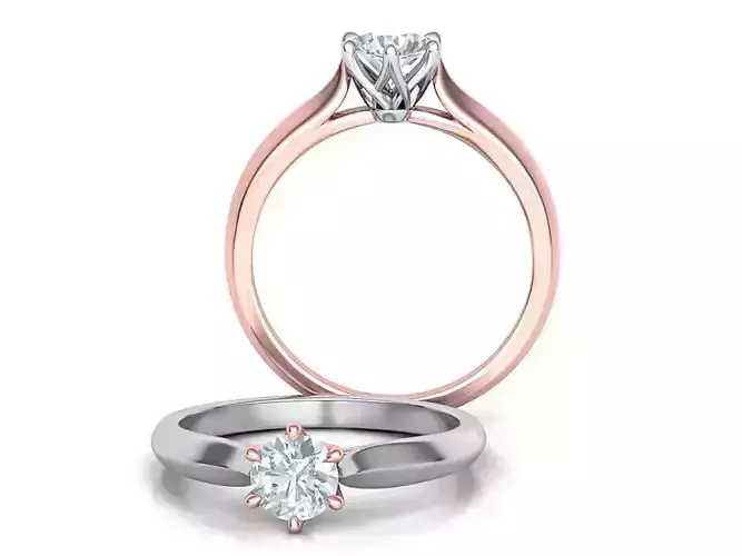 Two-Tone Classic Engagement ring 3dmodel 3D print model