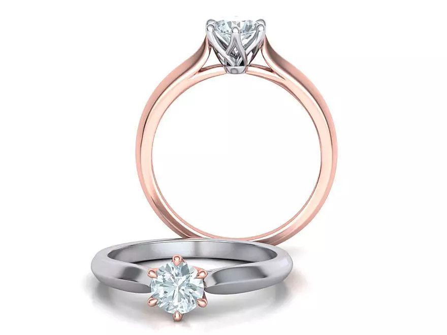 Two-Tone Classic Engagement ring 3dmodel 3D print model_0