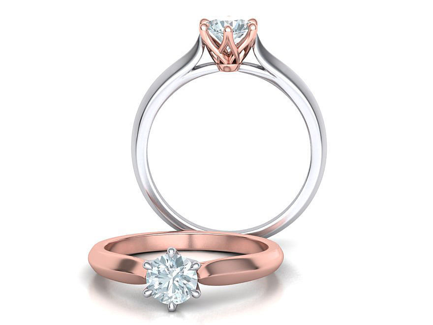 Two-Tone Classic Engagement ring 3dmodel 3D print model_1