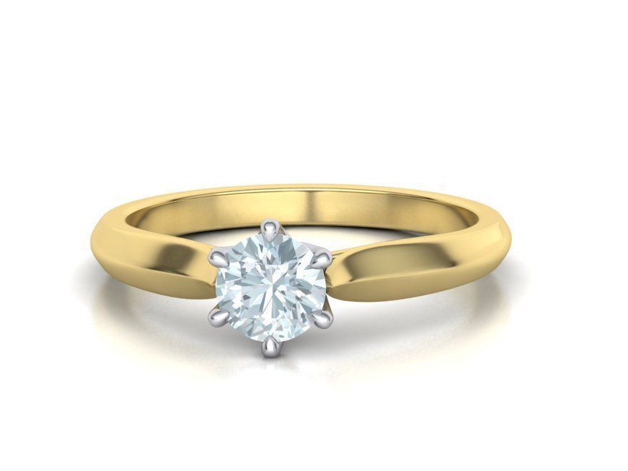 Two-Tone Classic Engagement ring 3dmodel 3D print model_4