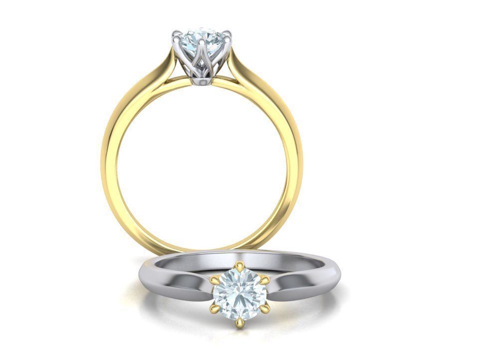 Two-Tone Classic Engagement ring 3dmodel 3D print model_3
