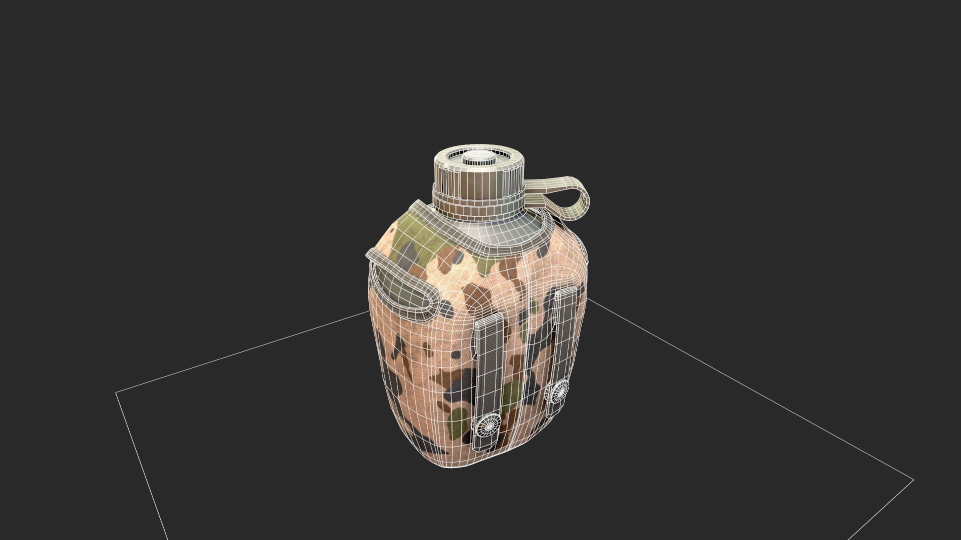 flask water bottle in camouflage 3D model_6