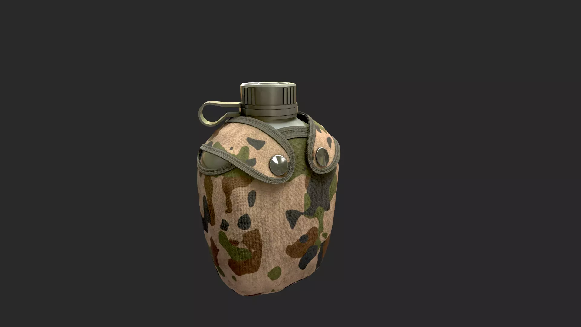 flask water bottle in camouflage 3D model_0