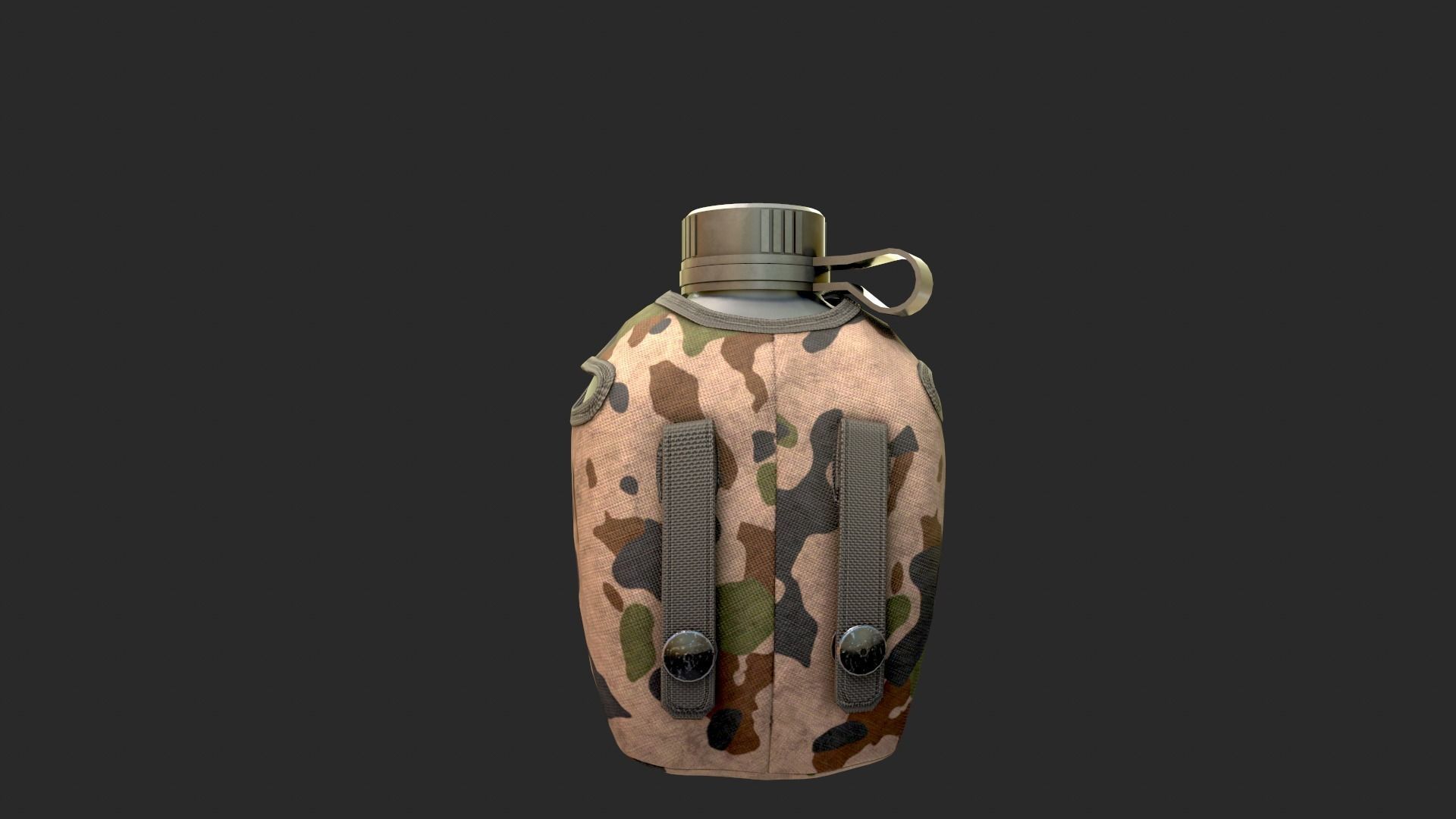 flask water bottle in camouflage 3D model_3