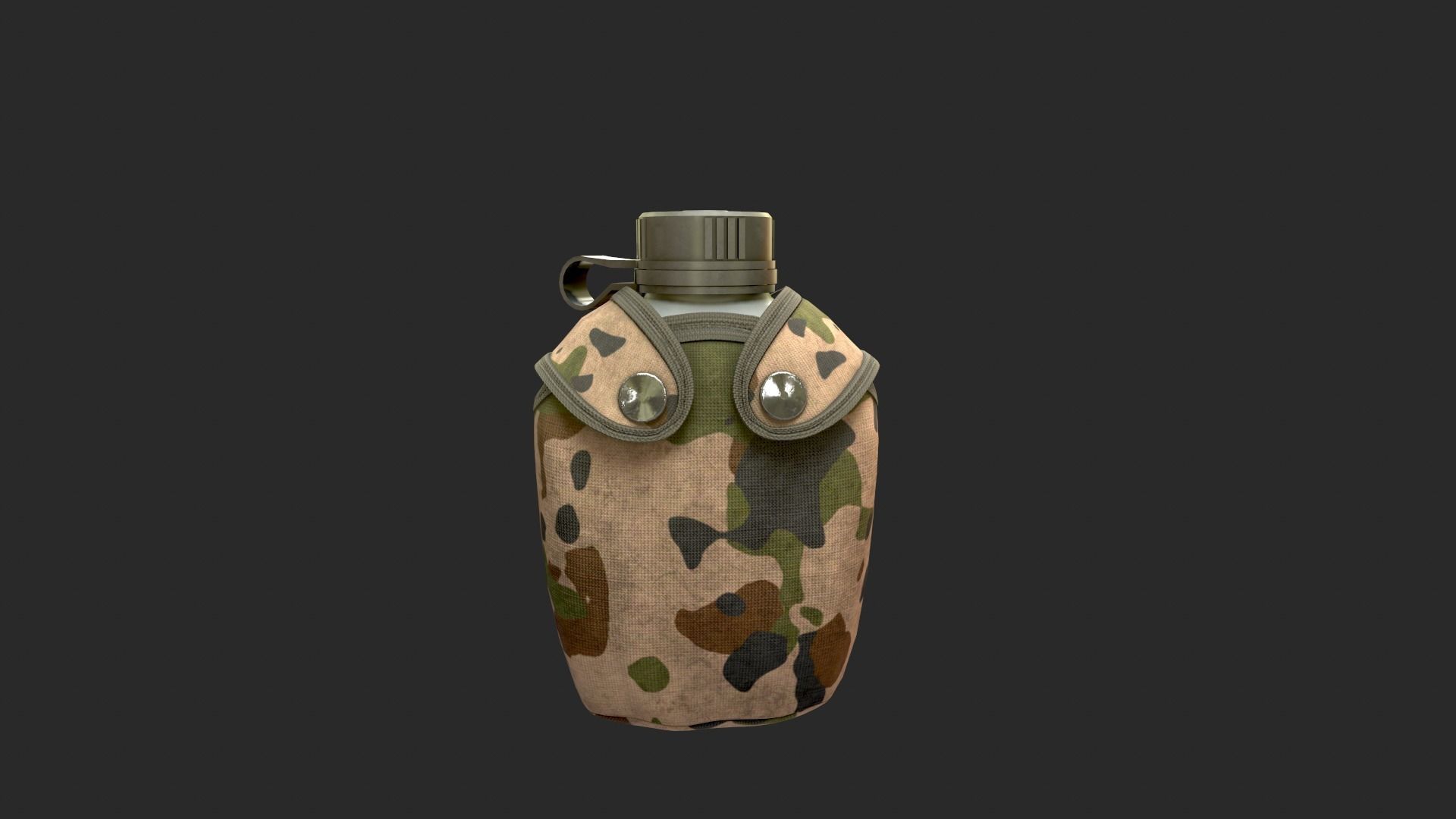 flask water bottle in camouflage 3D model_2