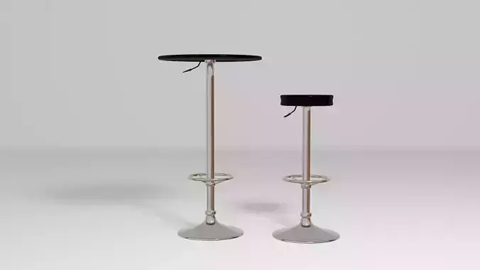 Black metal round bar stool and table Barstool Bartable Set