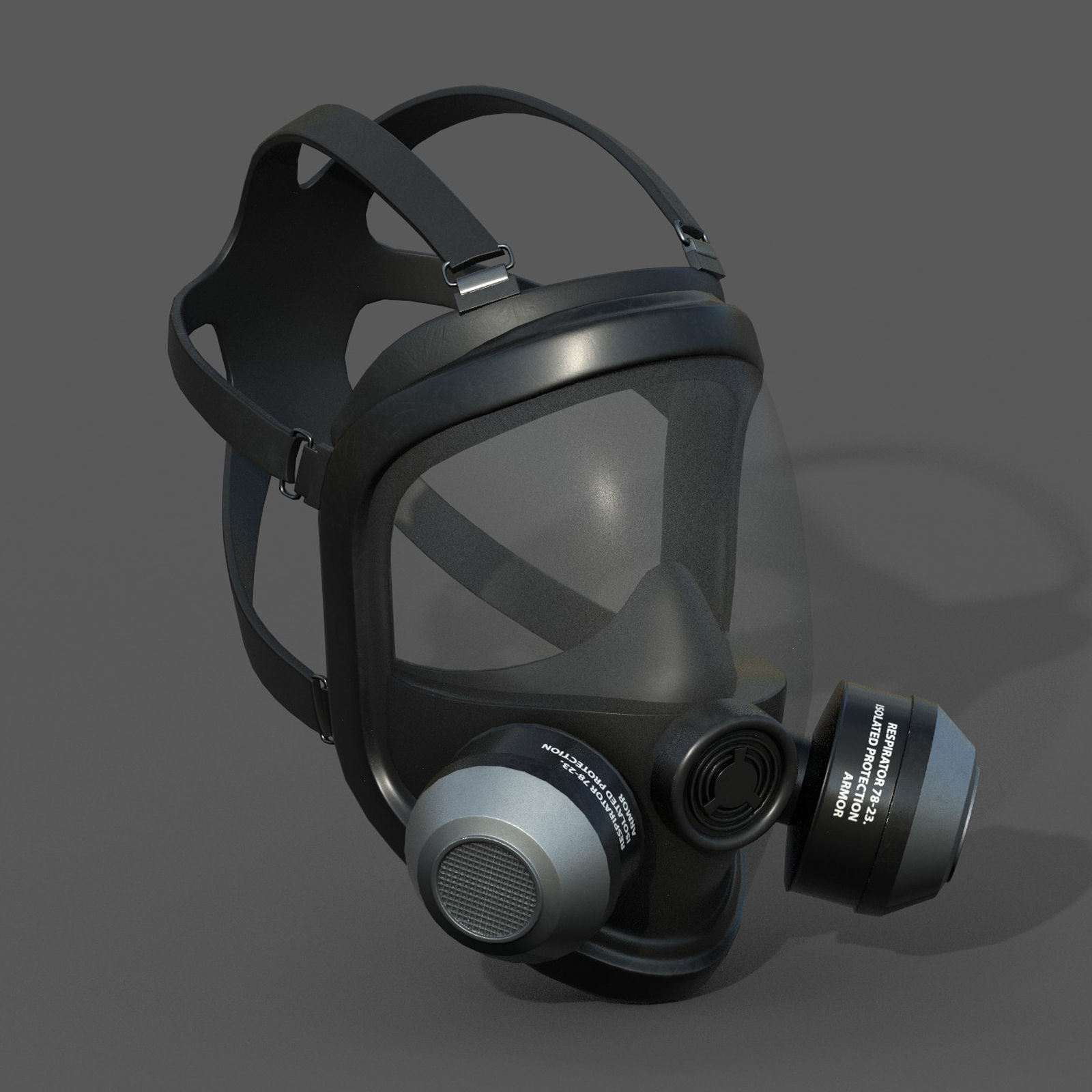 Gas mask helmet 3d model military combat low poly Low-poly 3D model_4