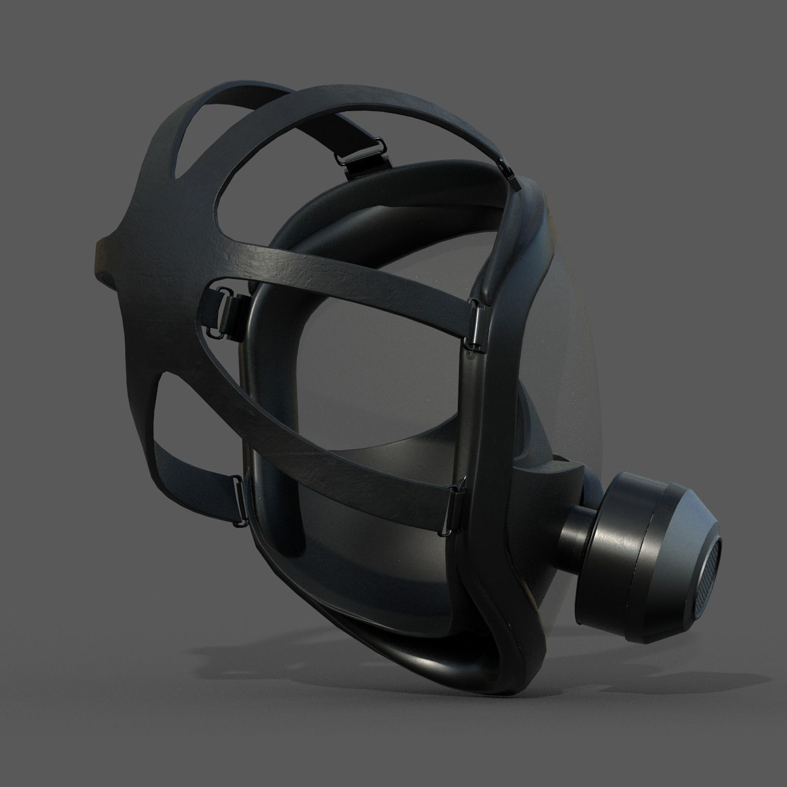 Gas mask helmet 3d model military combat low poly Low-poly 3D model_8