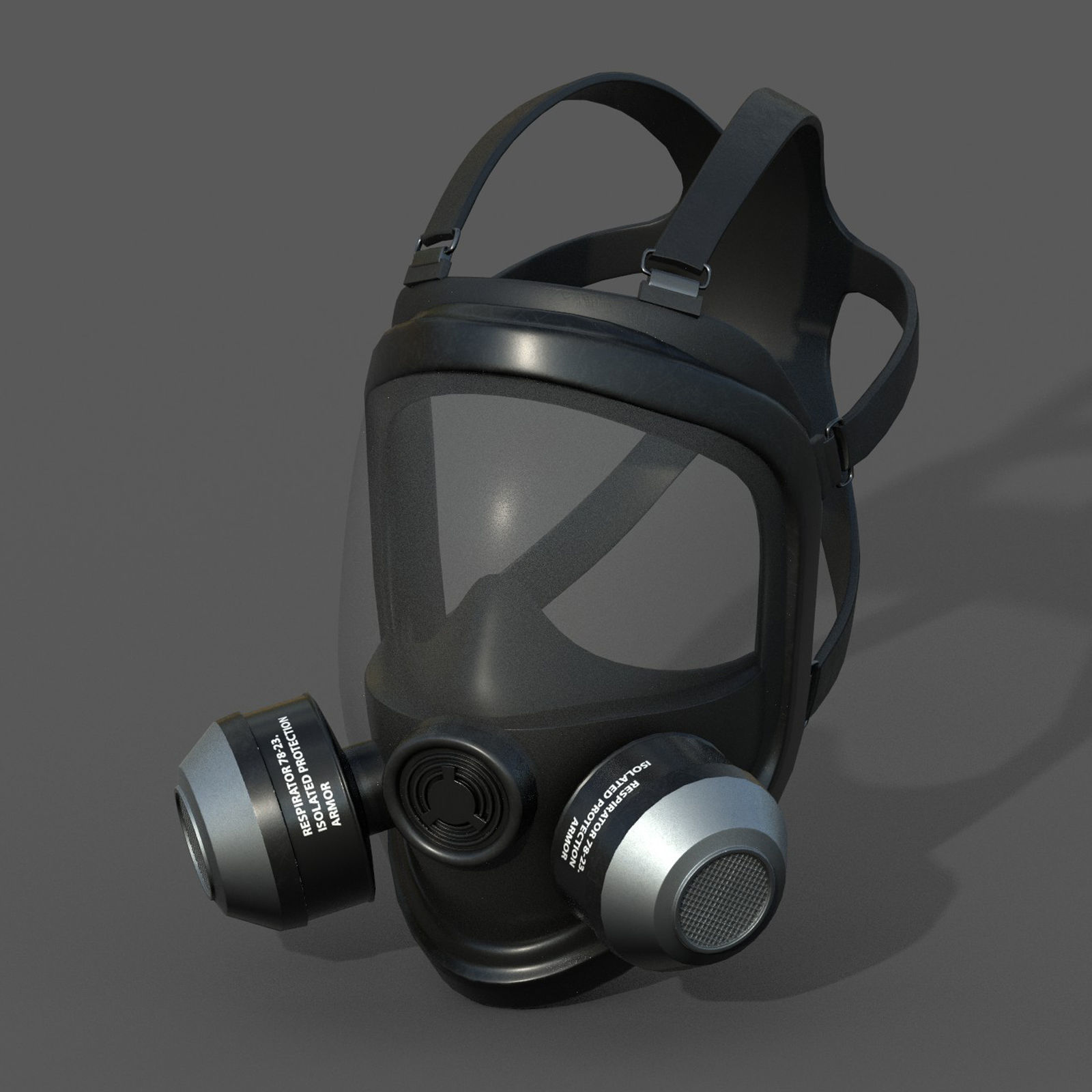 Gas mask helmet 3d model military combat low poly Low-poly 3D model_3