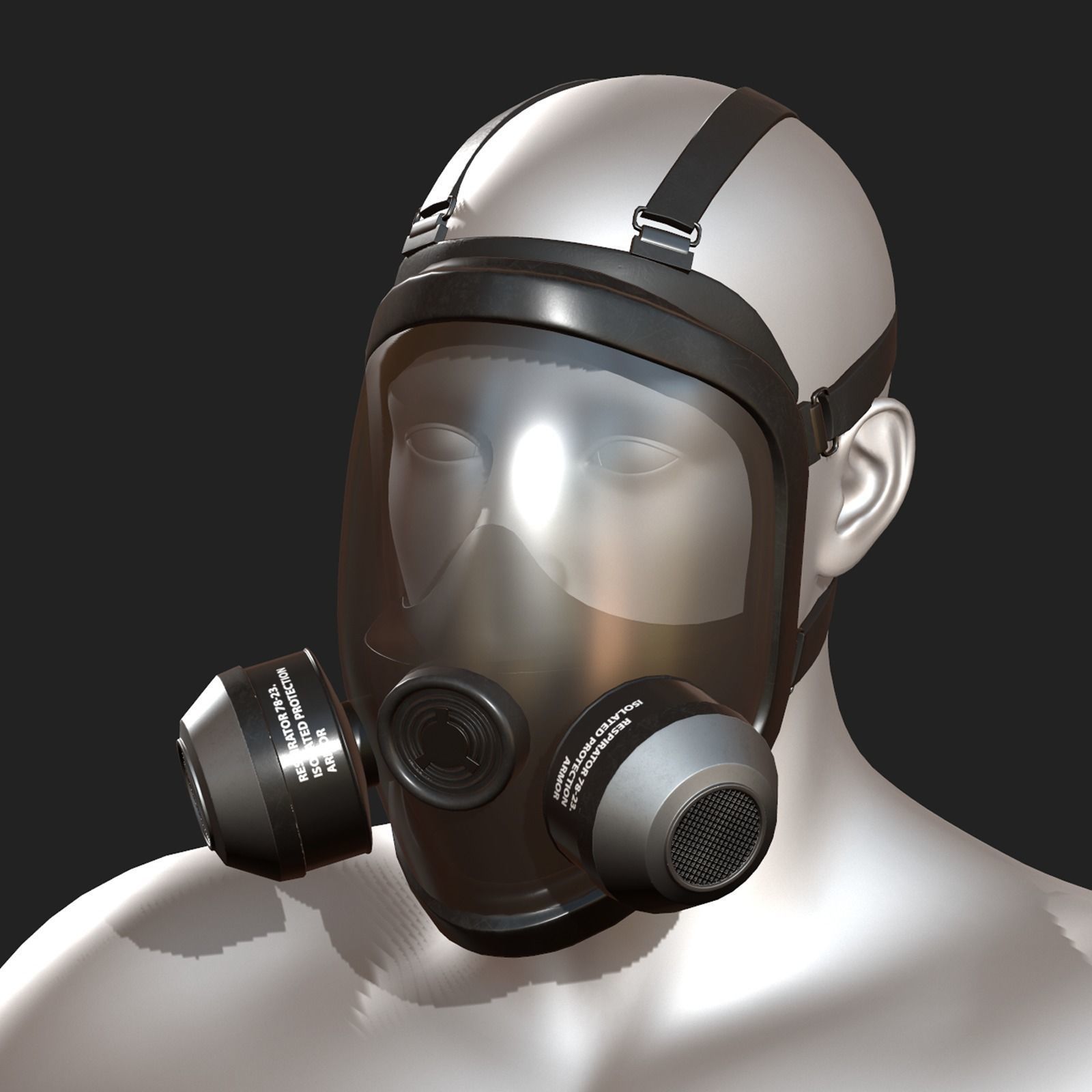 Gas mask helmet 3d model military combat low poly Low-poly 3D model_1