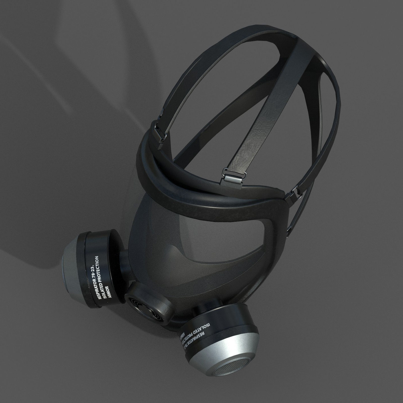 Gas mask helmet 3d model military combat low poly Low-poly 3D model_7