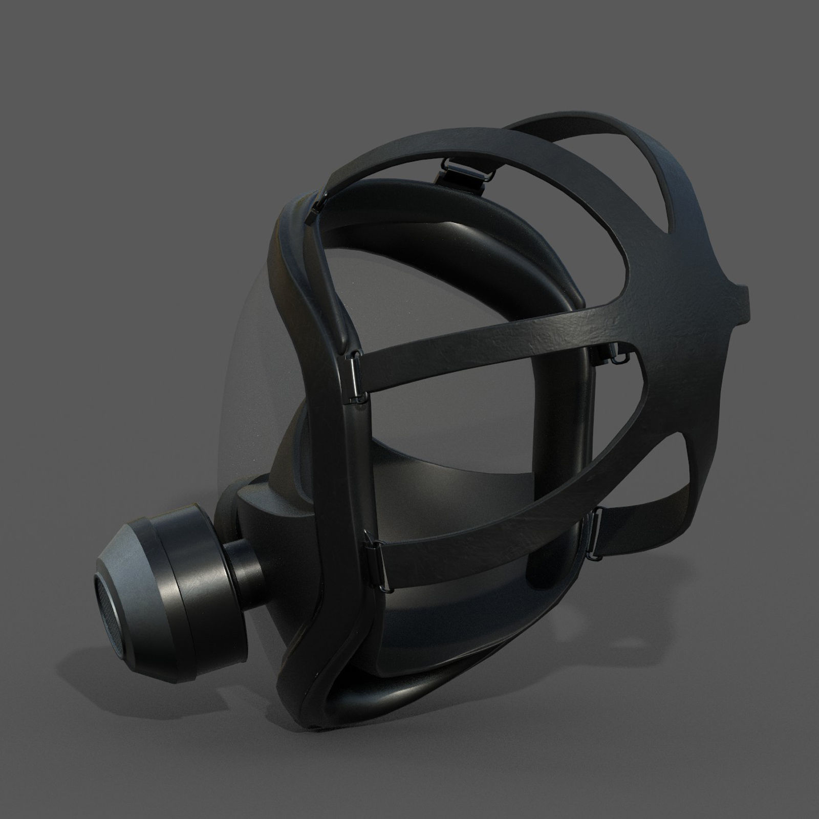 Gas mask helmet 3d model military combat low poly Low-poly 3D model_9