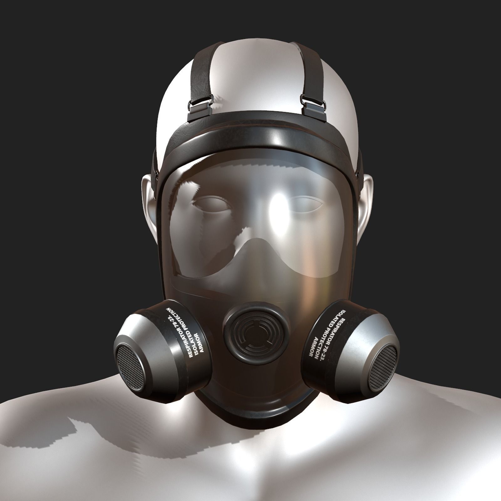 Gas mask helmet 3d model military combat low poly Low-poly 3D model_2