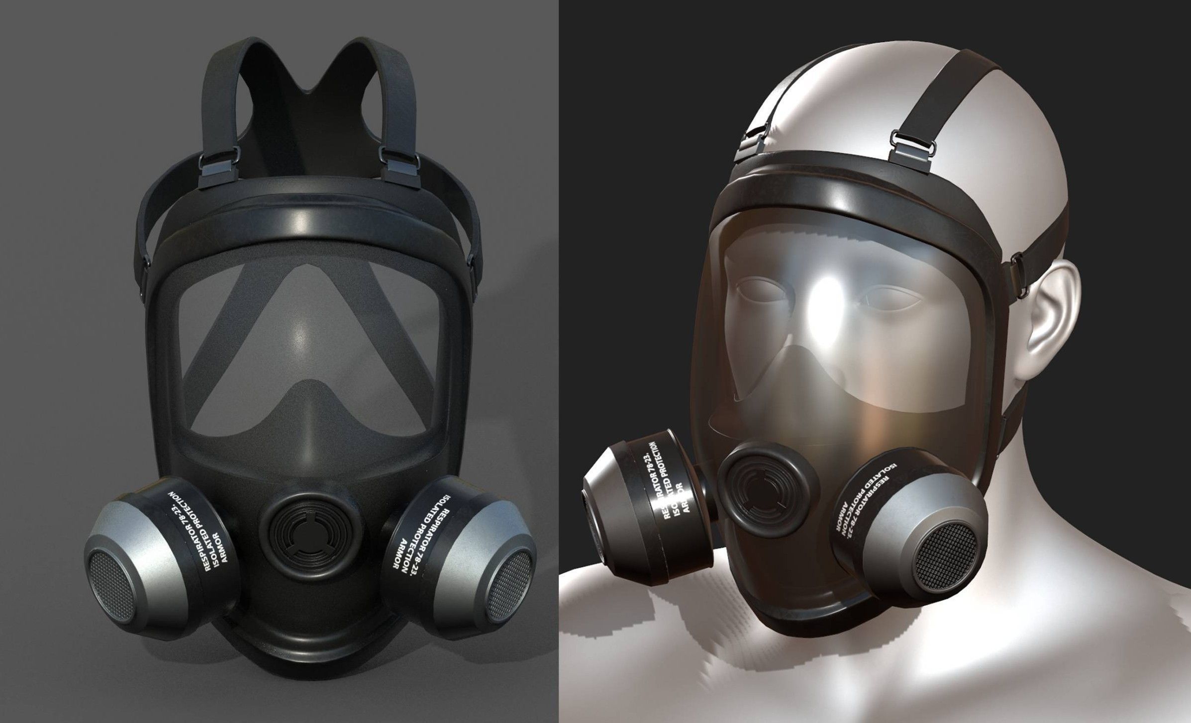 Gas mask helmet 3d model military combat low poly