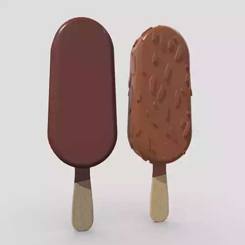 Popsicle 2 two ice cream pops Low-poly 3D model