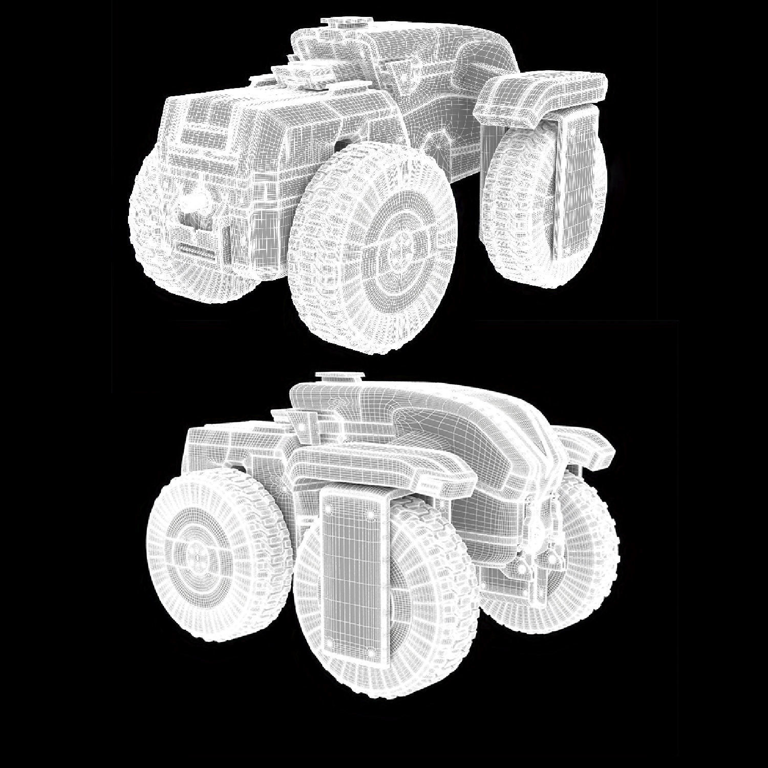 Modular Tractor Low-poly 3D model_15