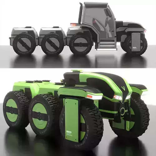 Modular Tractor Low-poly 3D model
