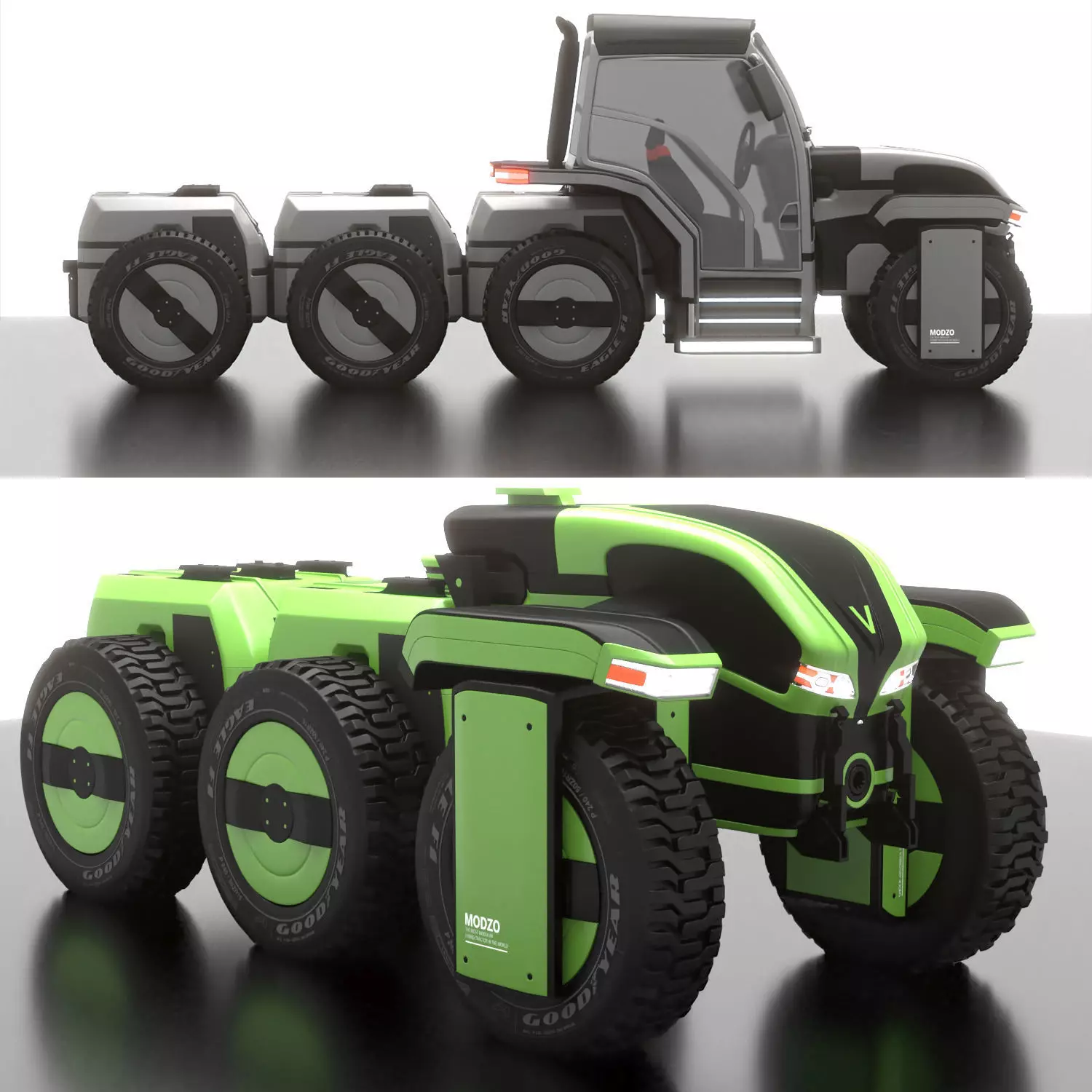 Modular Tractor Low-poly 3D model_0