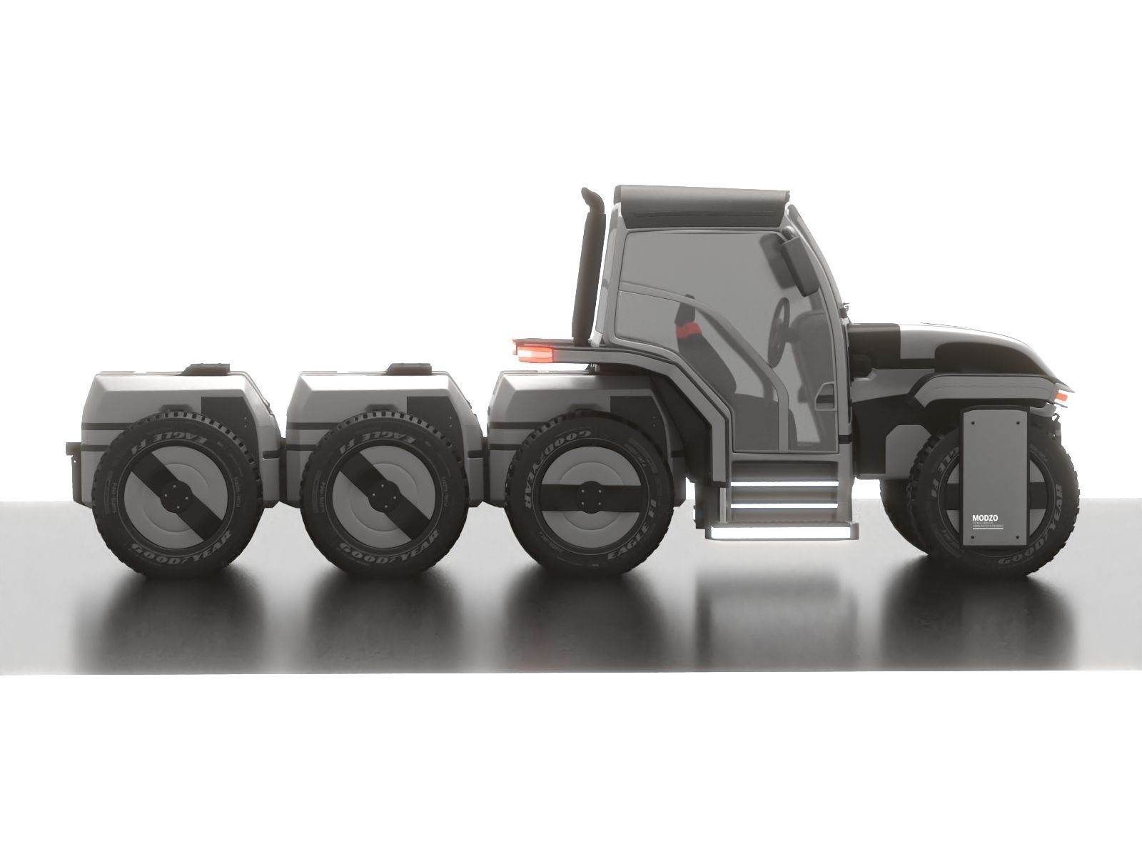 Modular Tractor Low-poly 3D model_4