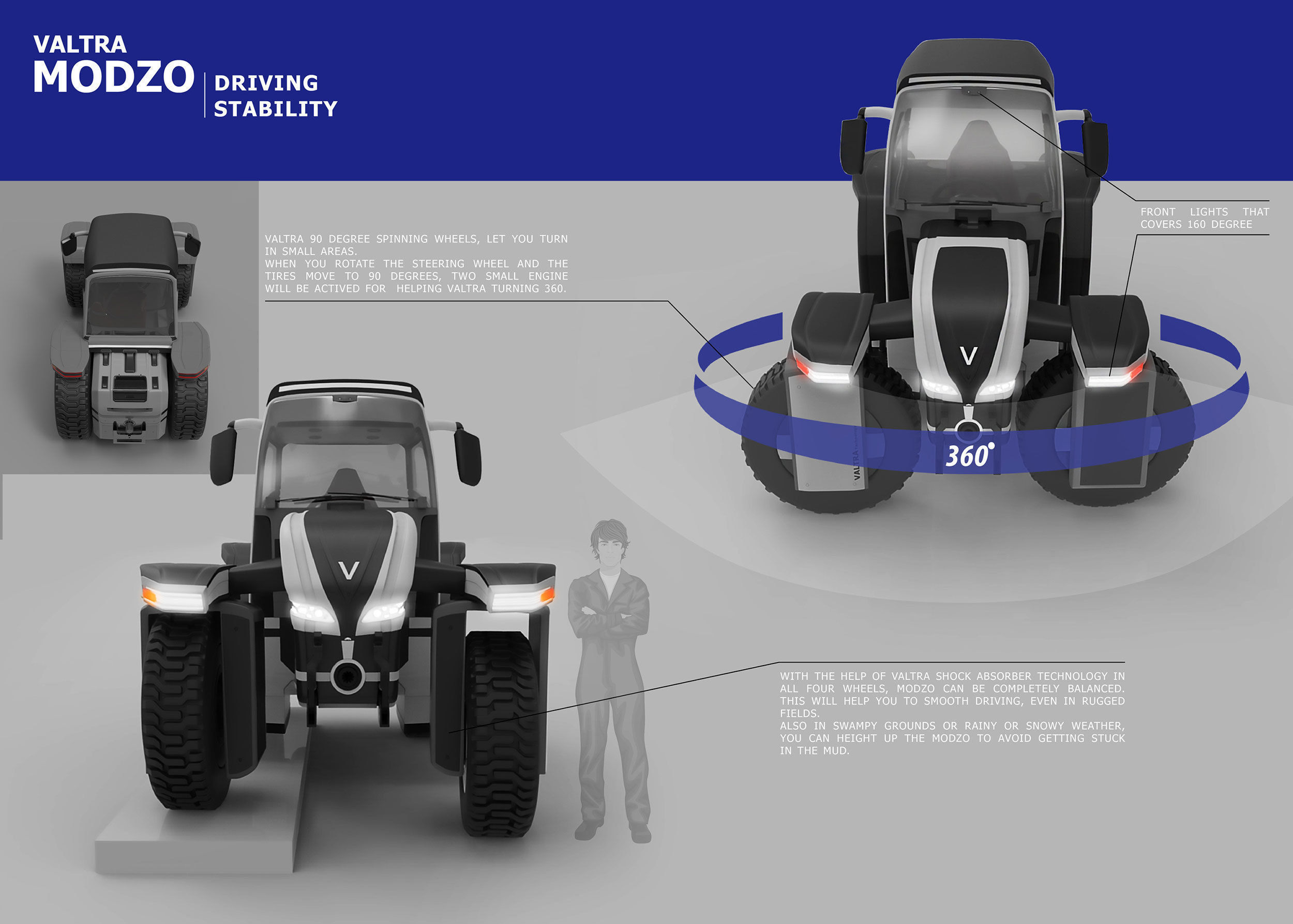 Modular Tractor Low-poly 3D model_12