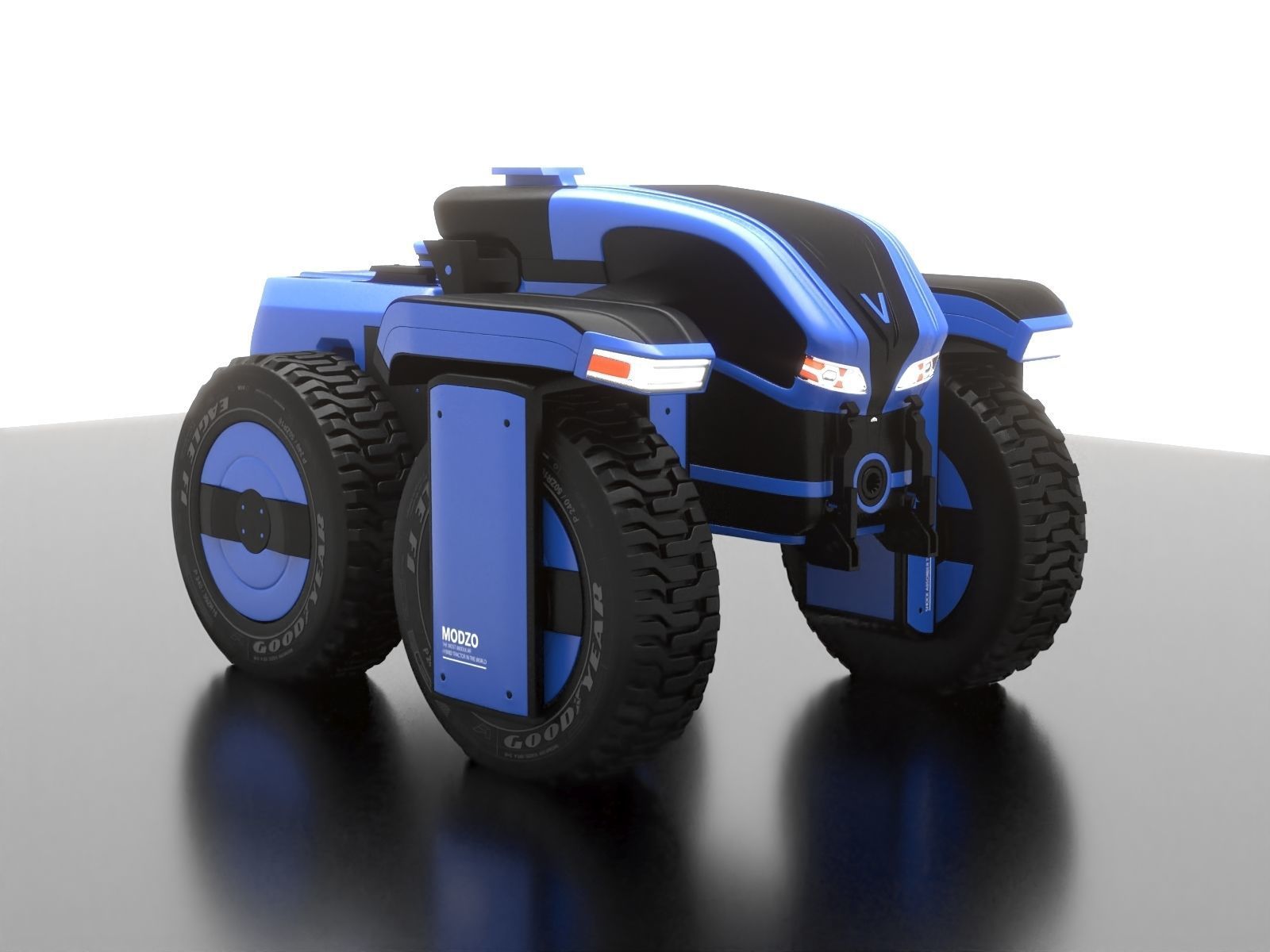 Modular Tractor Low-poly 3D model_2