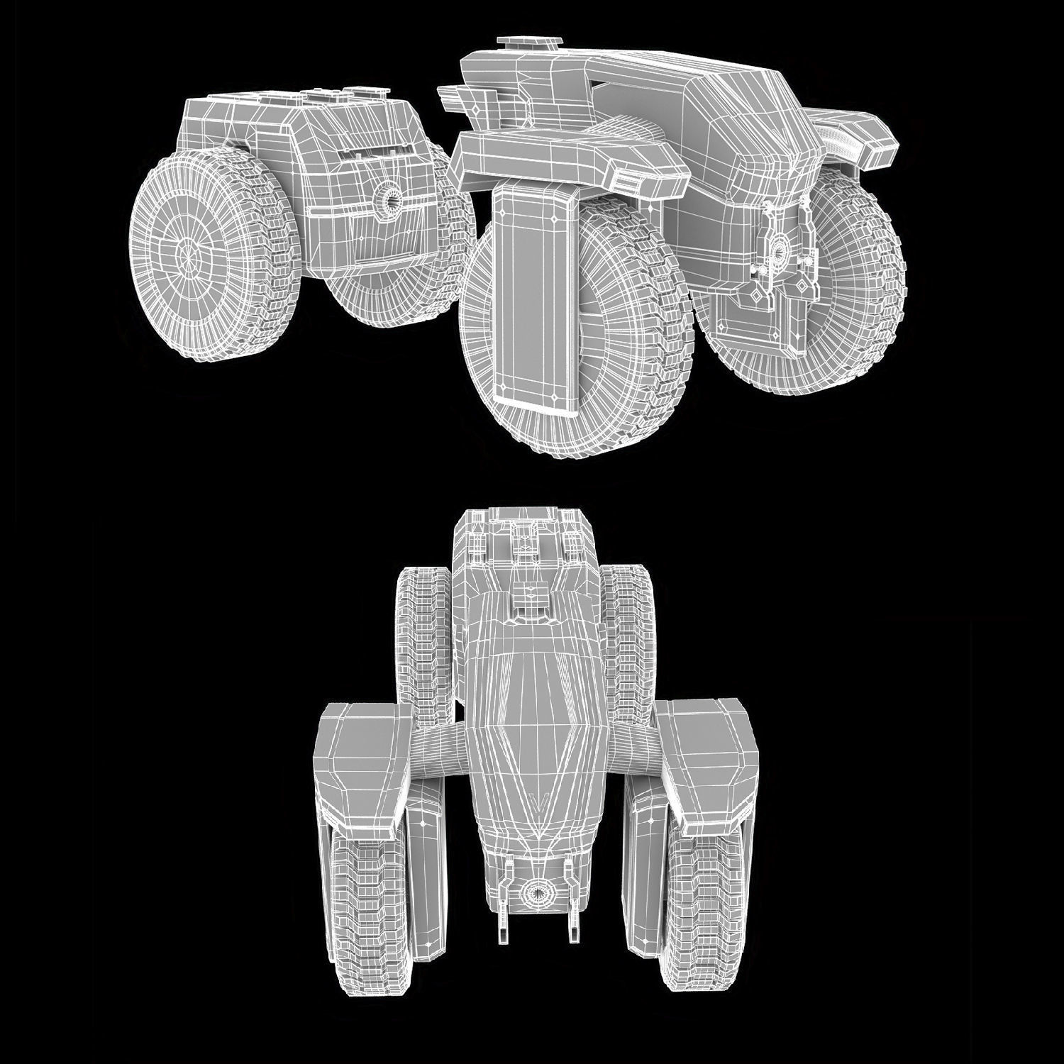 Modular Tractor Low-poly 3D model_17