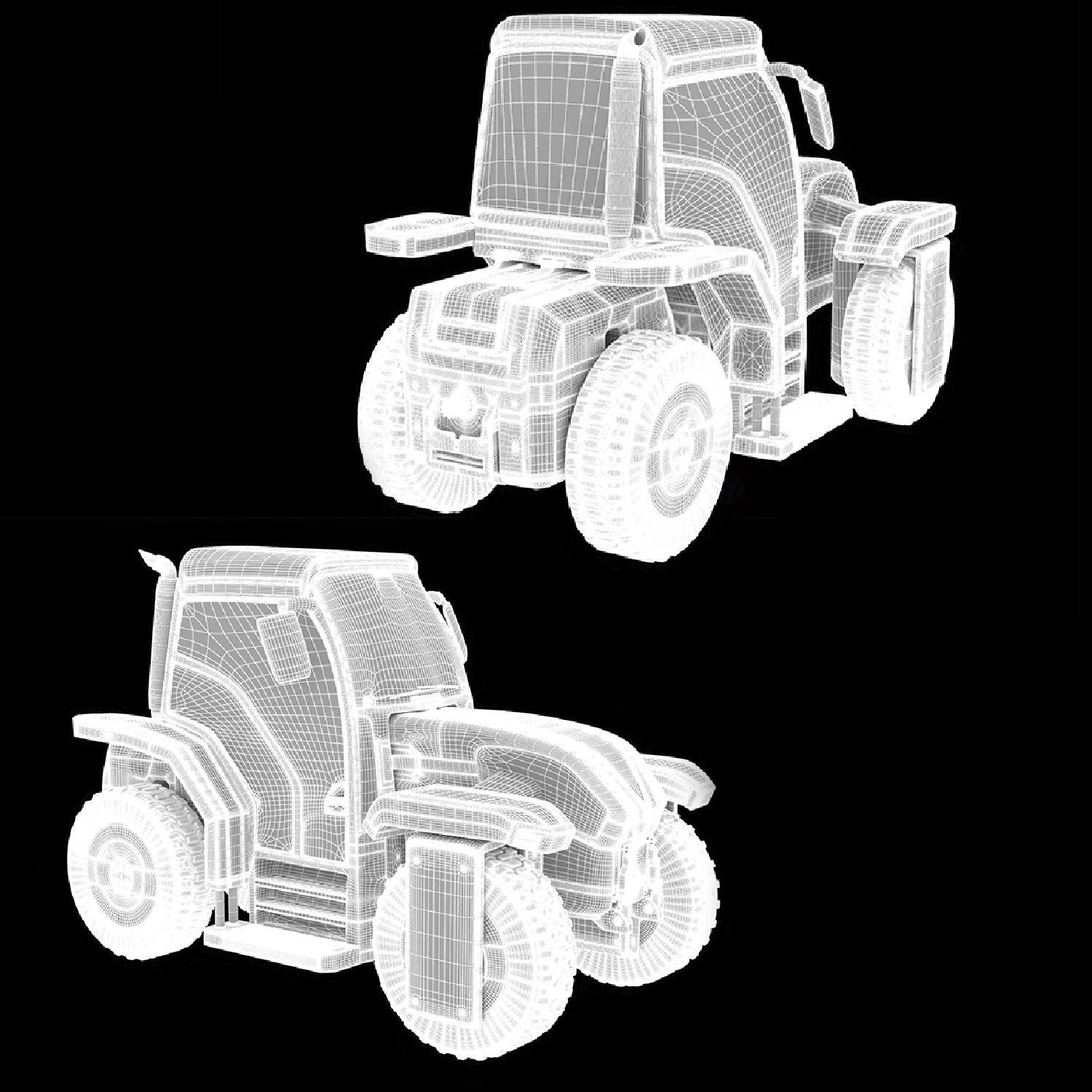 Modular Tractor Low-poly 3D model_16