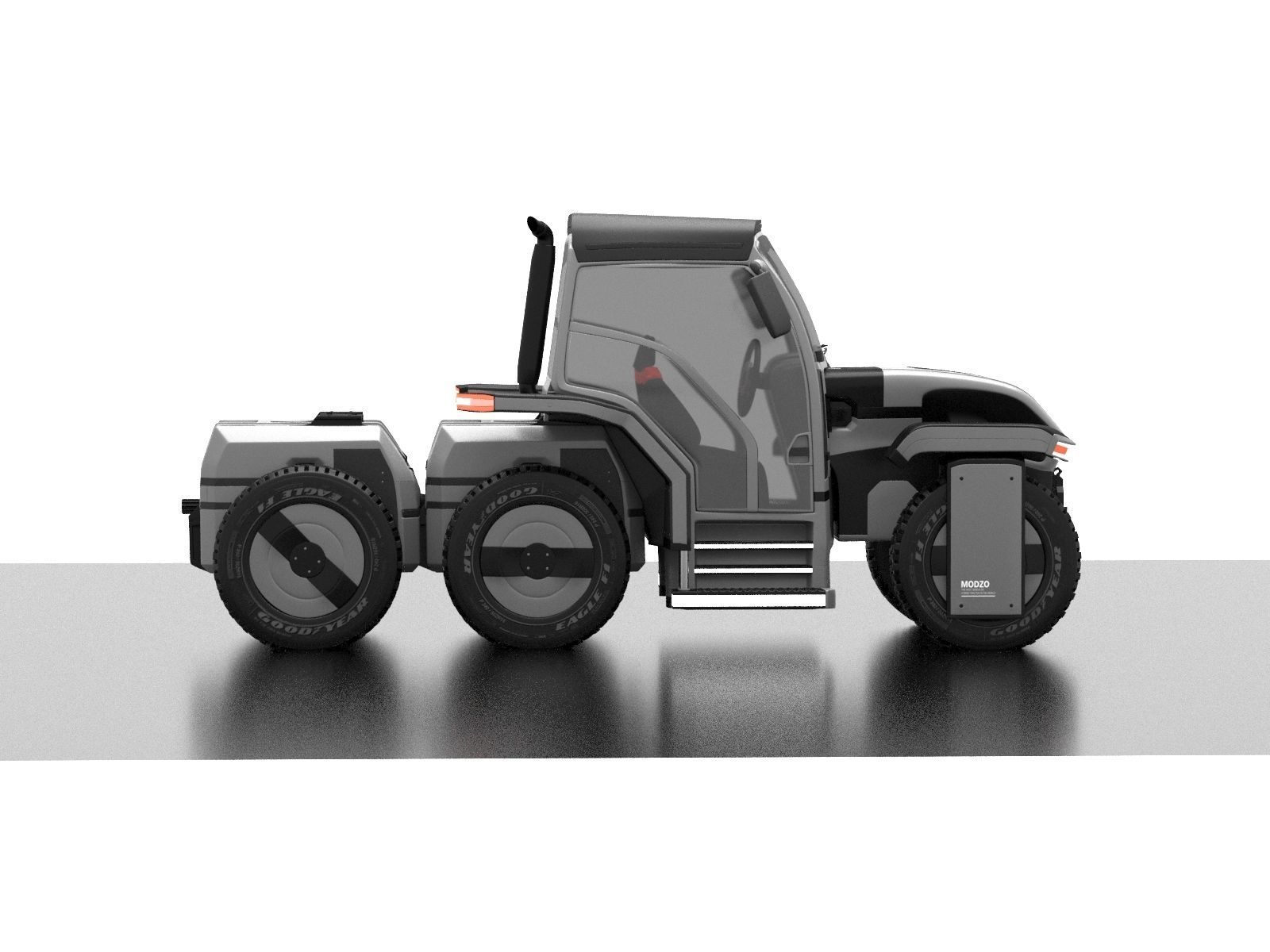 Modular Tractor Low-poly 3D model_3