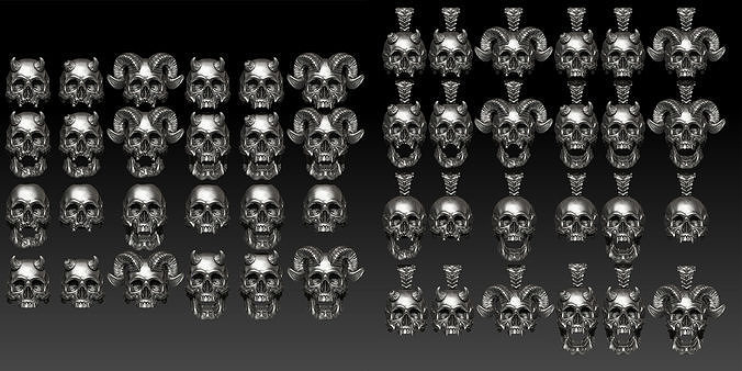Big skull Ring and Pendant -48 3D Model Collection