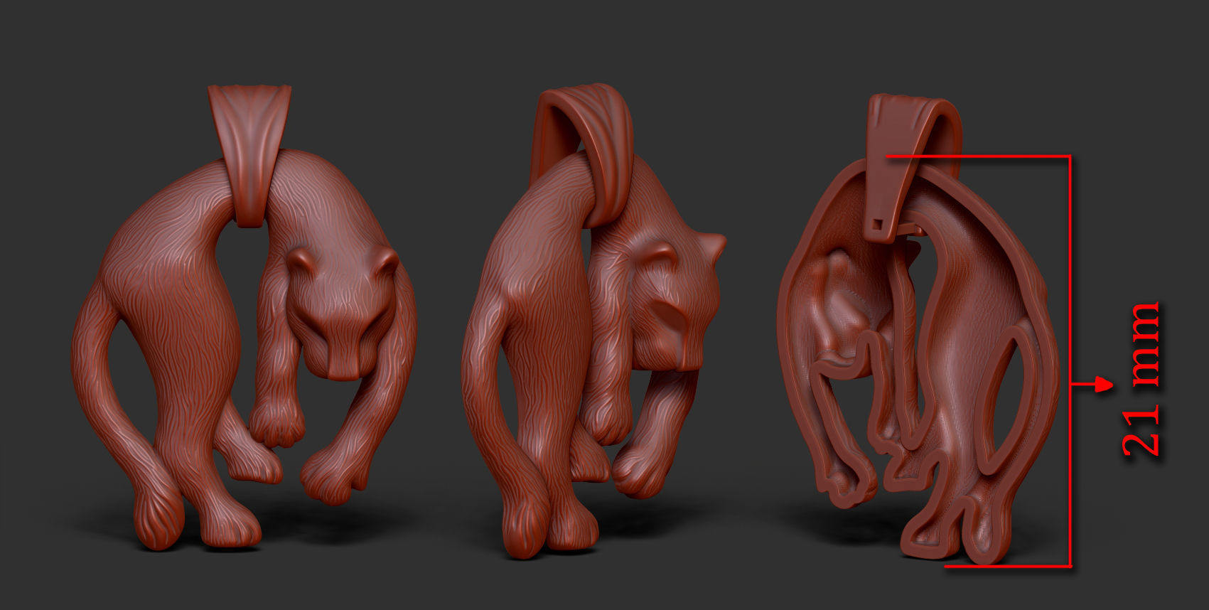 panther  pendant 3D print model_4