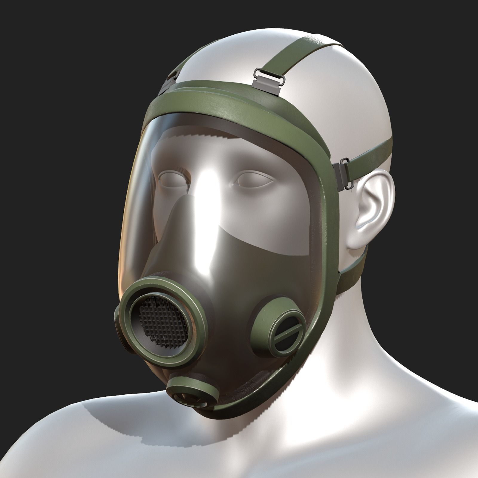 Gas mask protection isolated helmet Low-poly 3D model_2