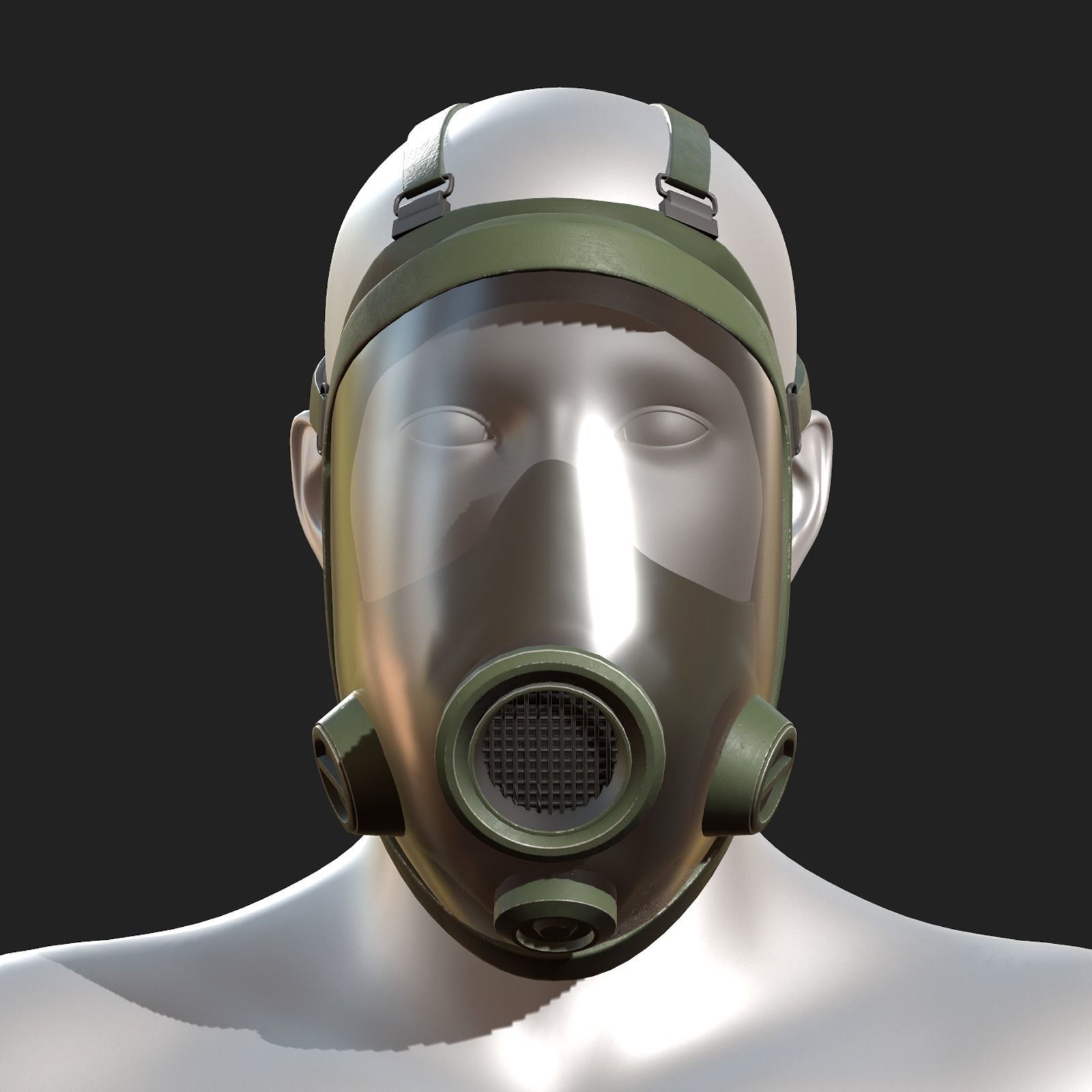 Gas mask protection isolated helmet Low-poly 3D model_1