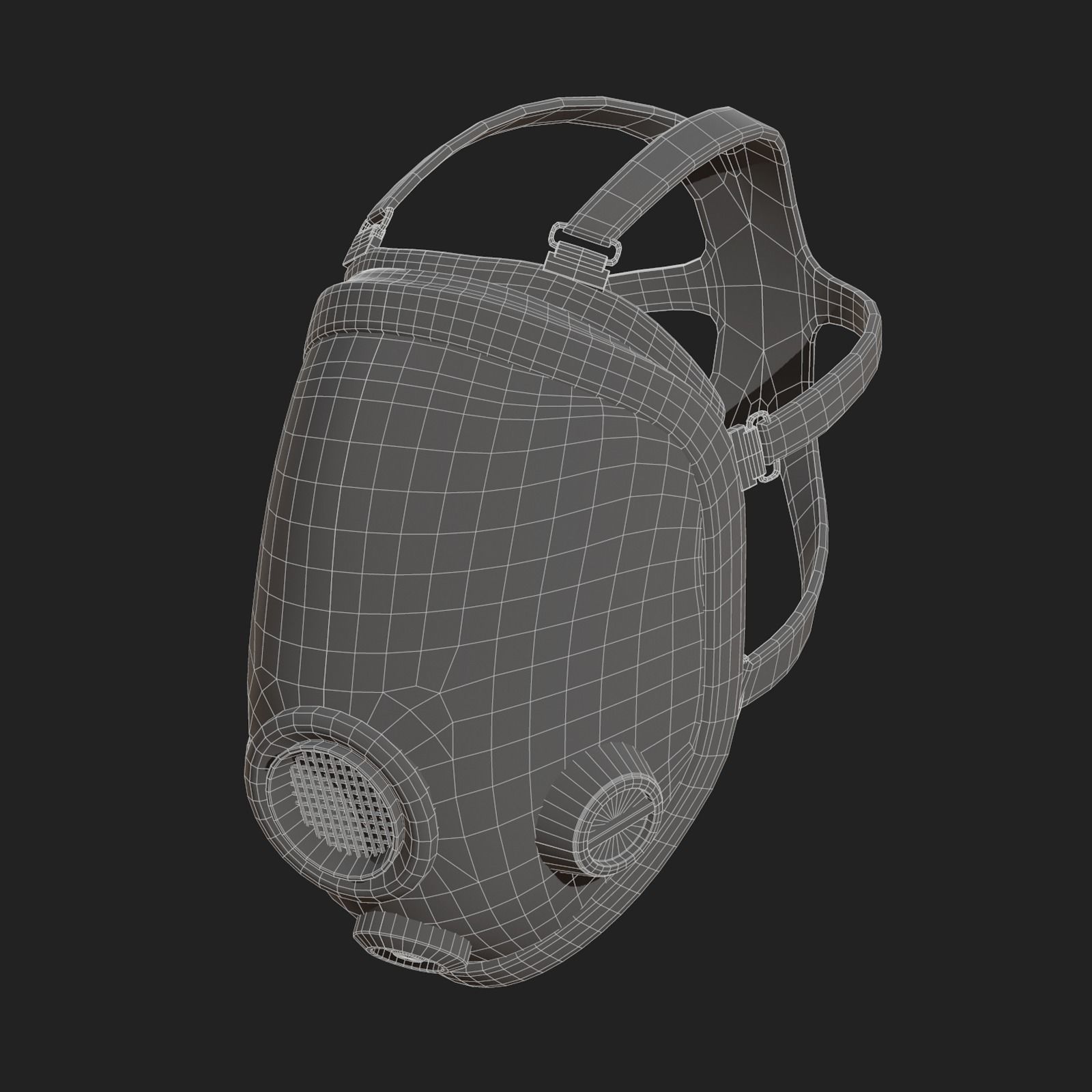 Gas mask protection isolated helmet Low-poly 3D model_11