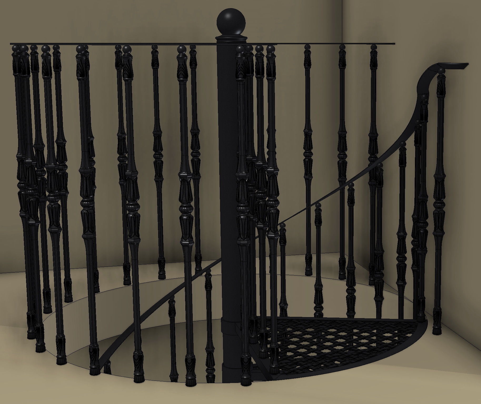 Spiral stair 3D model_0