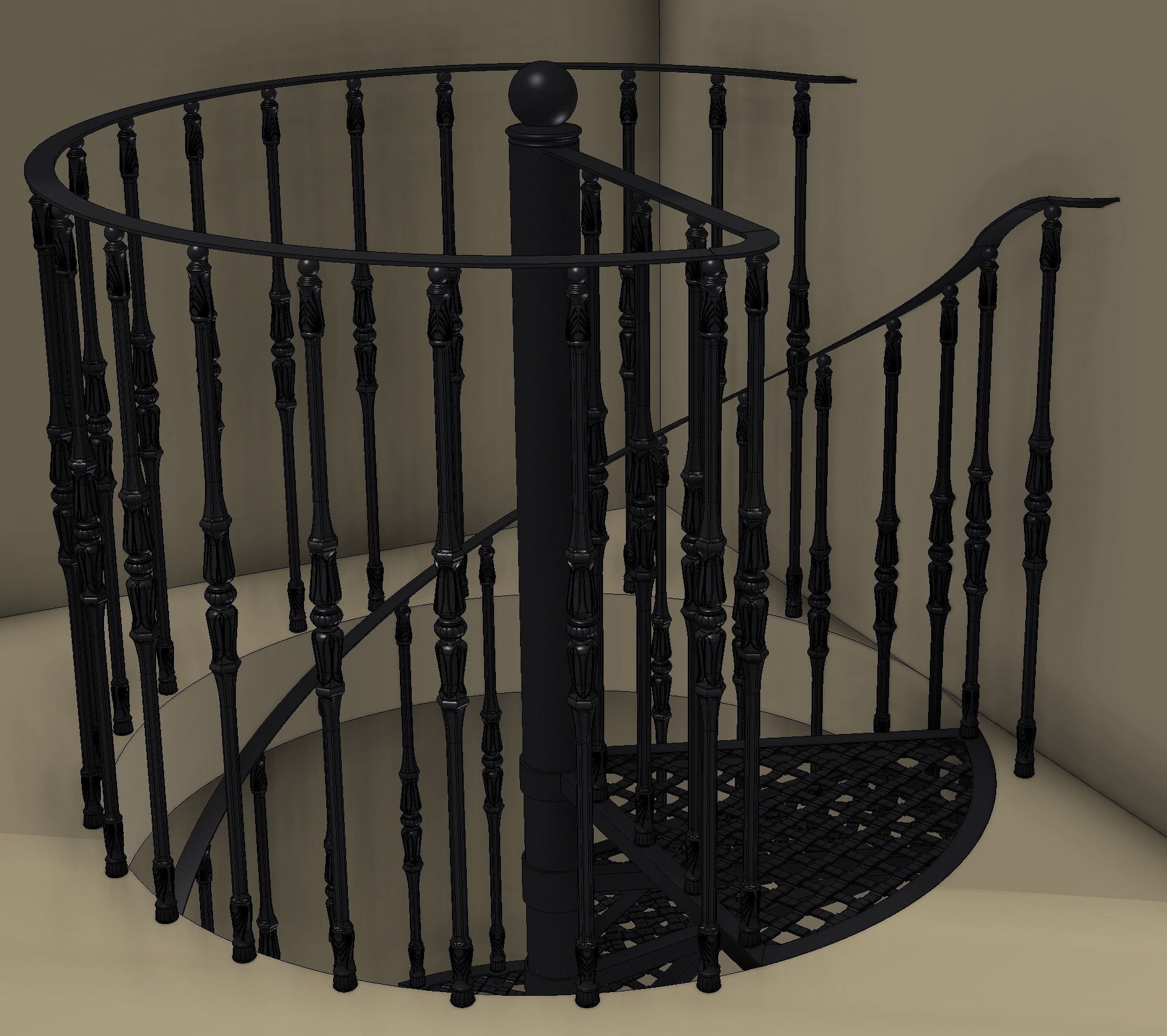 Spiral stair 3D model_4