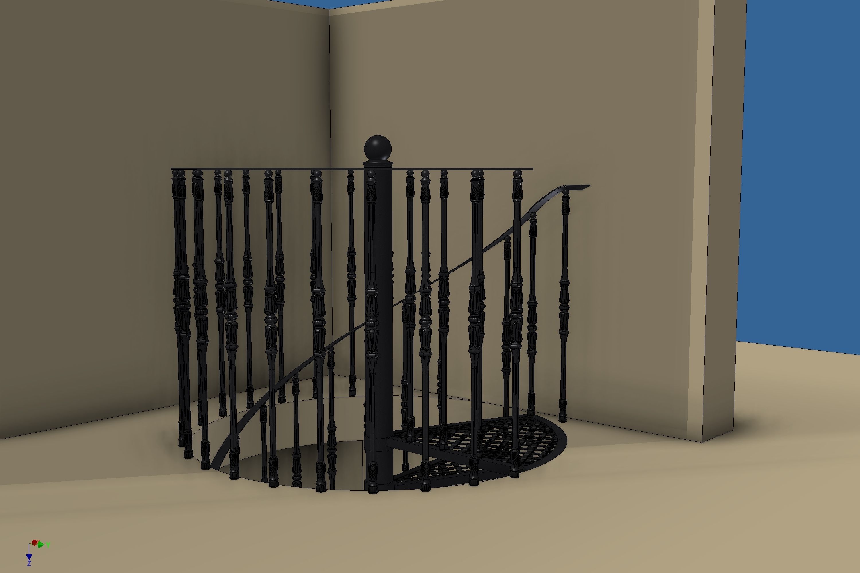 Spiral stair 3D model_1