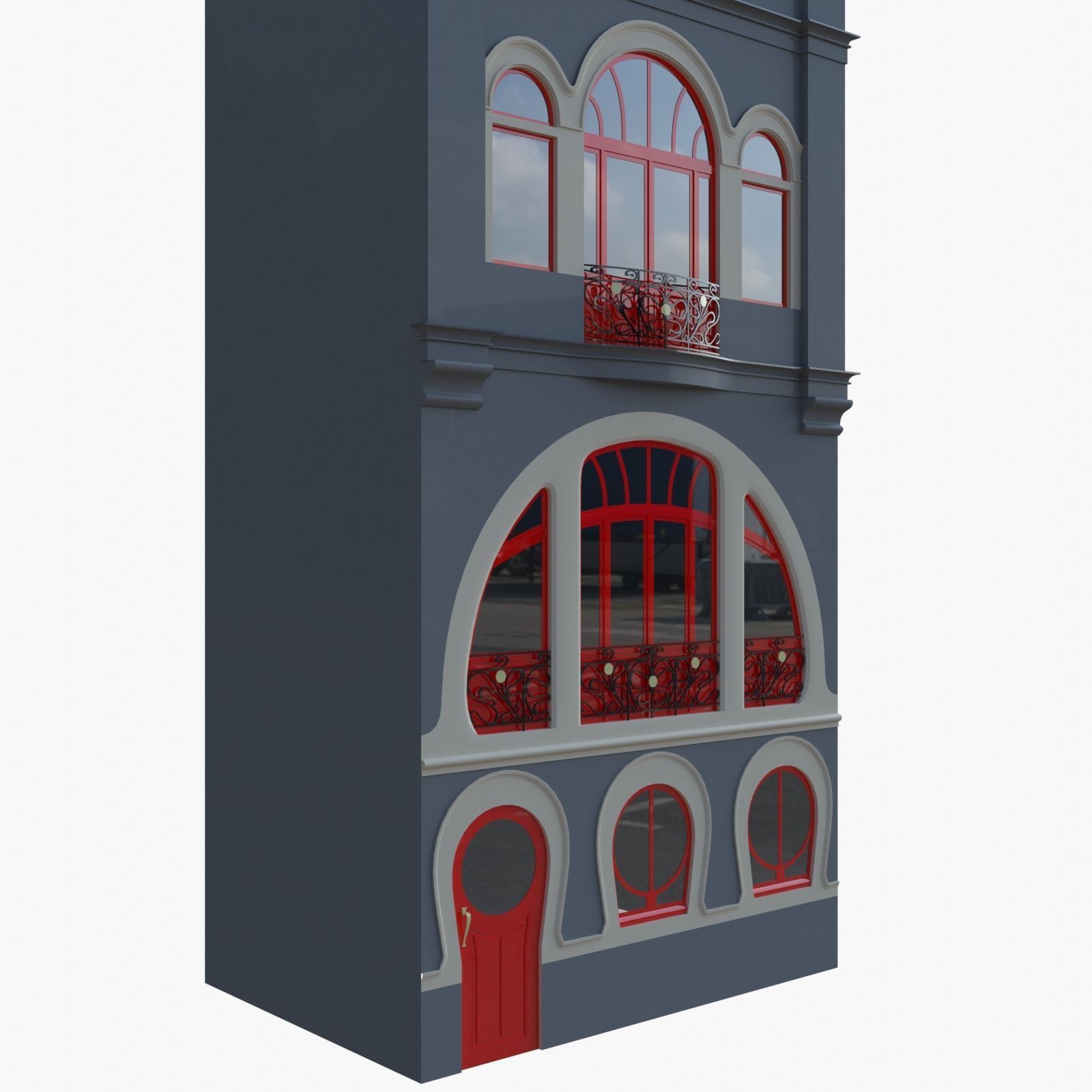Art nouveau house 3D model_2