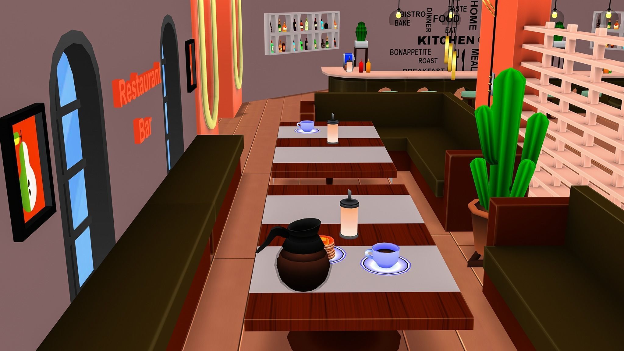 Restaurant MegaPack Low-poly 3D model_18