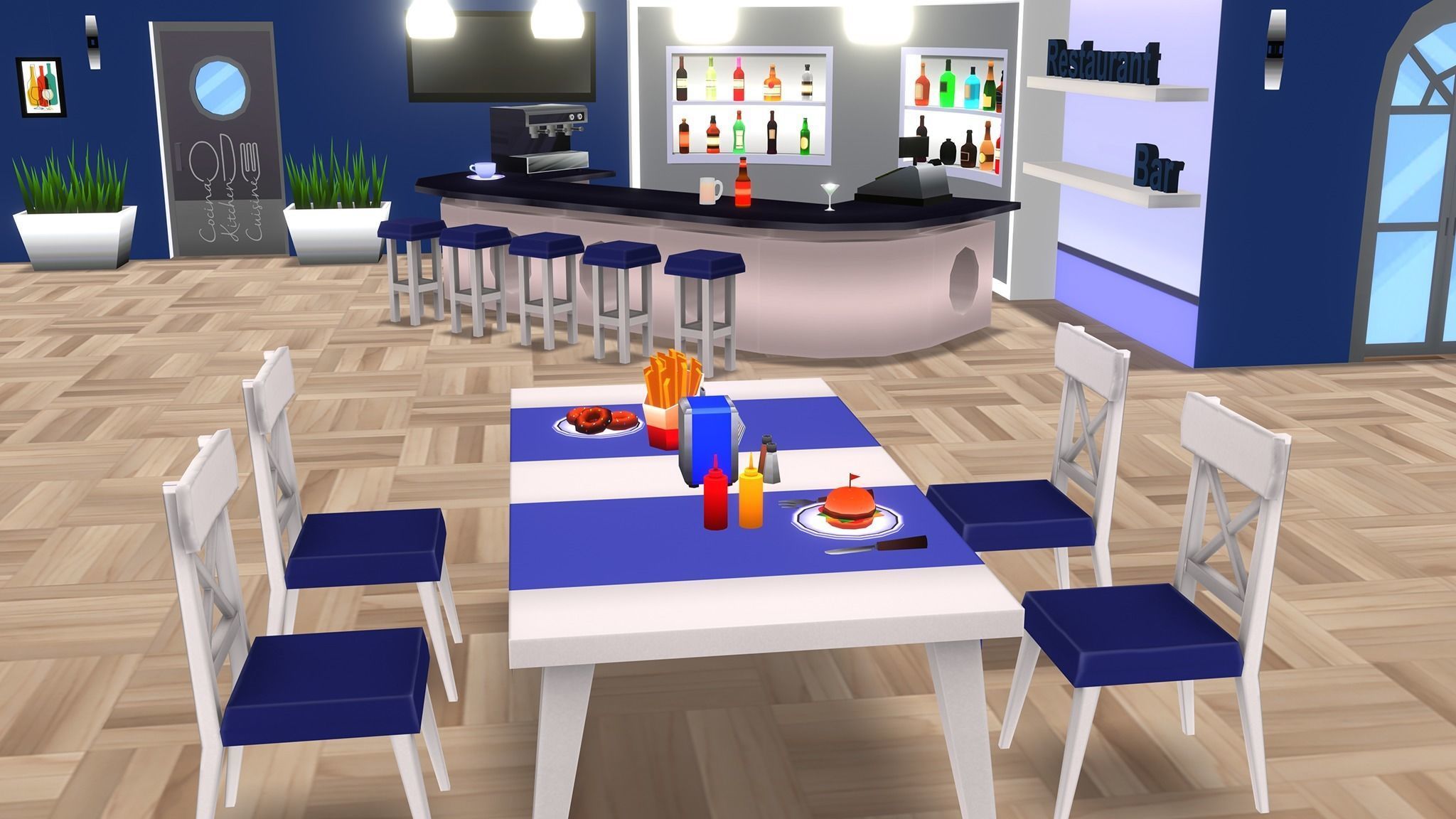 Restaurant MegaPack Low-poly 3D model_14