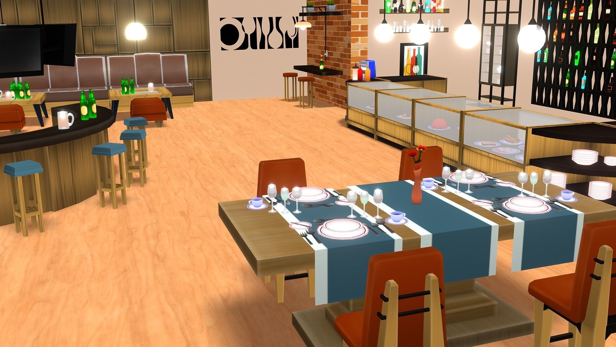 Restaurant MegaPack Low-poly 3D model_4