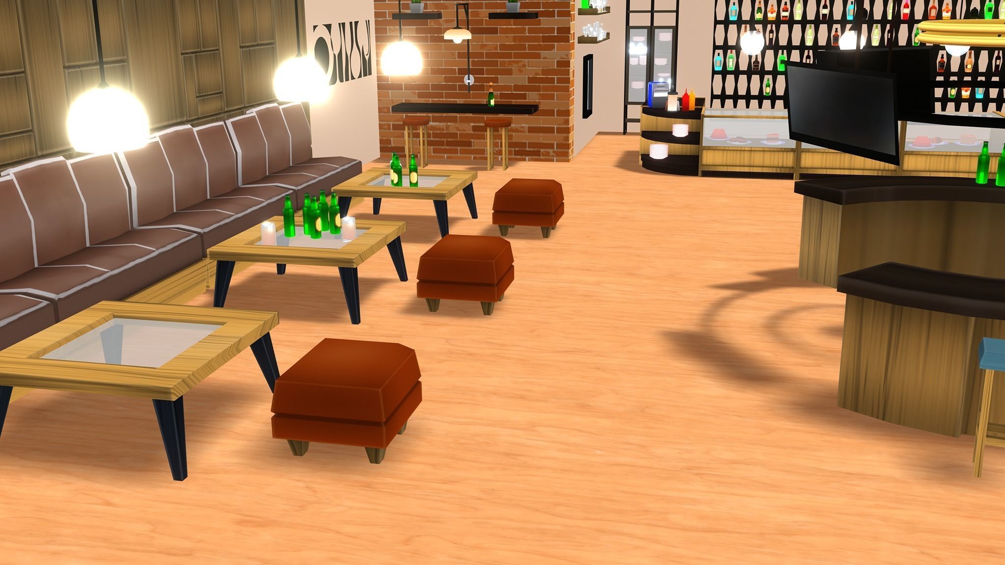 Restaurant MegaPack Low-poly 3D model_8