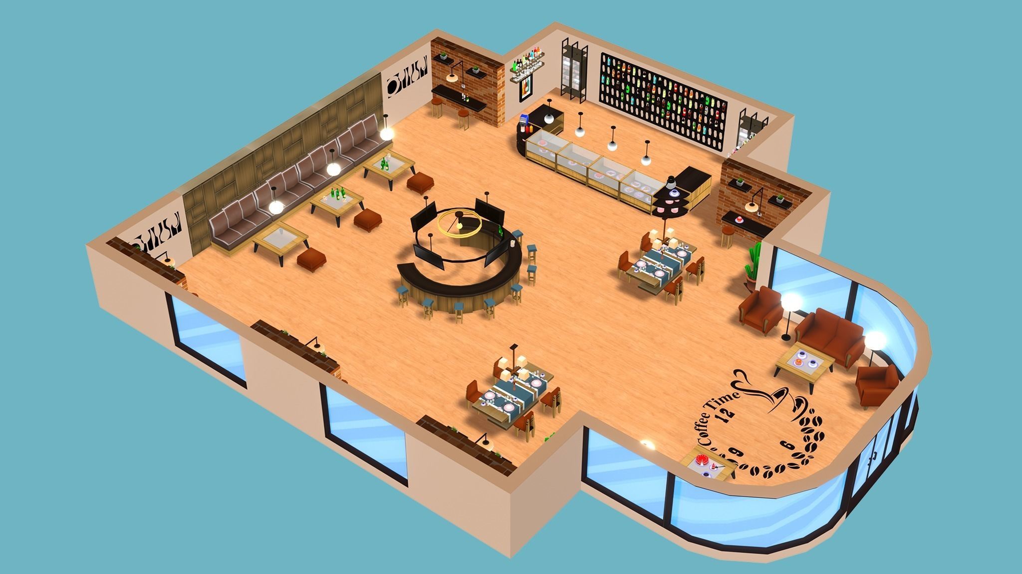 Restaurant MegaPack Low-poly 3D model_3