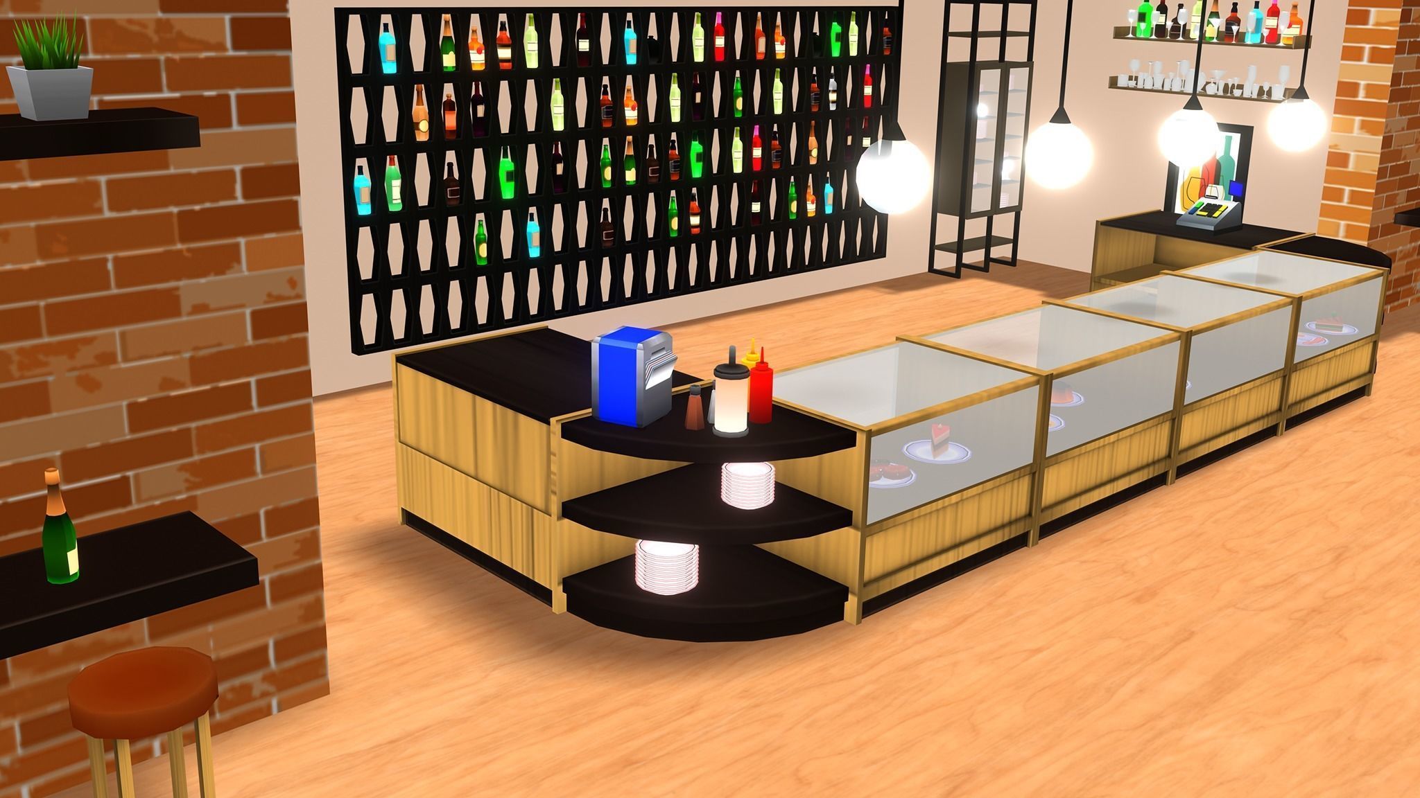 Restaurant MegaPack Low-poly 3D model_6