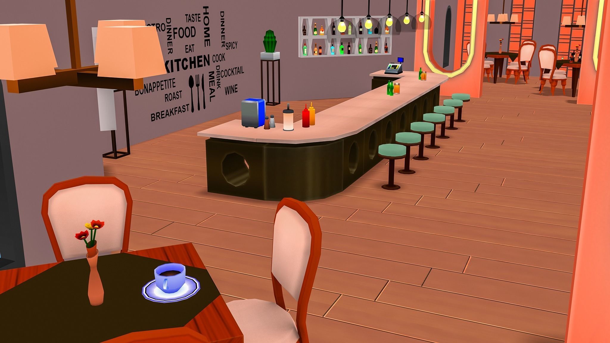 Restaurant MegaPack Low-poly 3D model_15