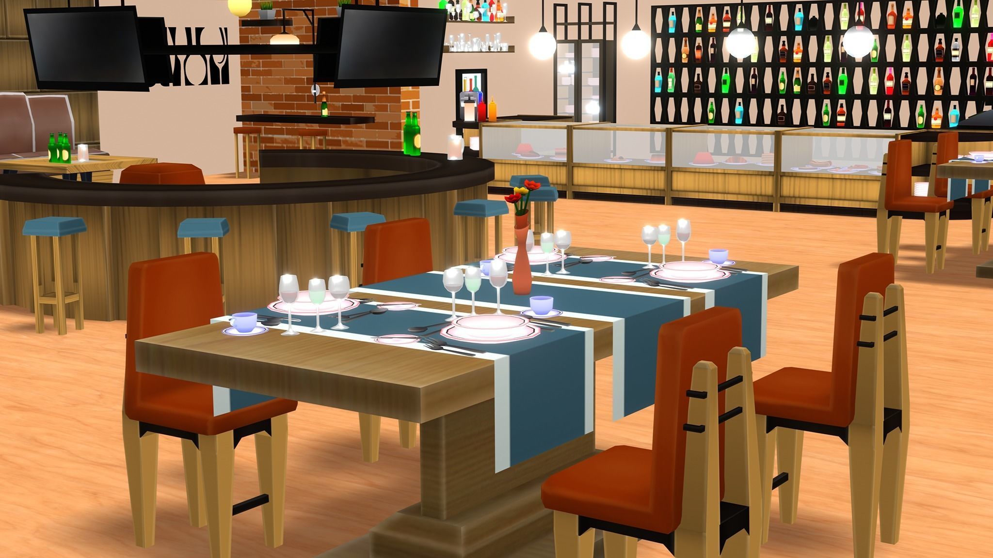 Restaurant MegaPack Low-poly 3D model_2