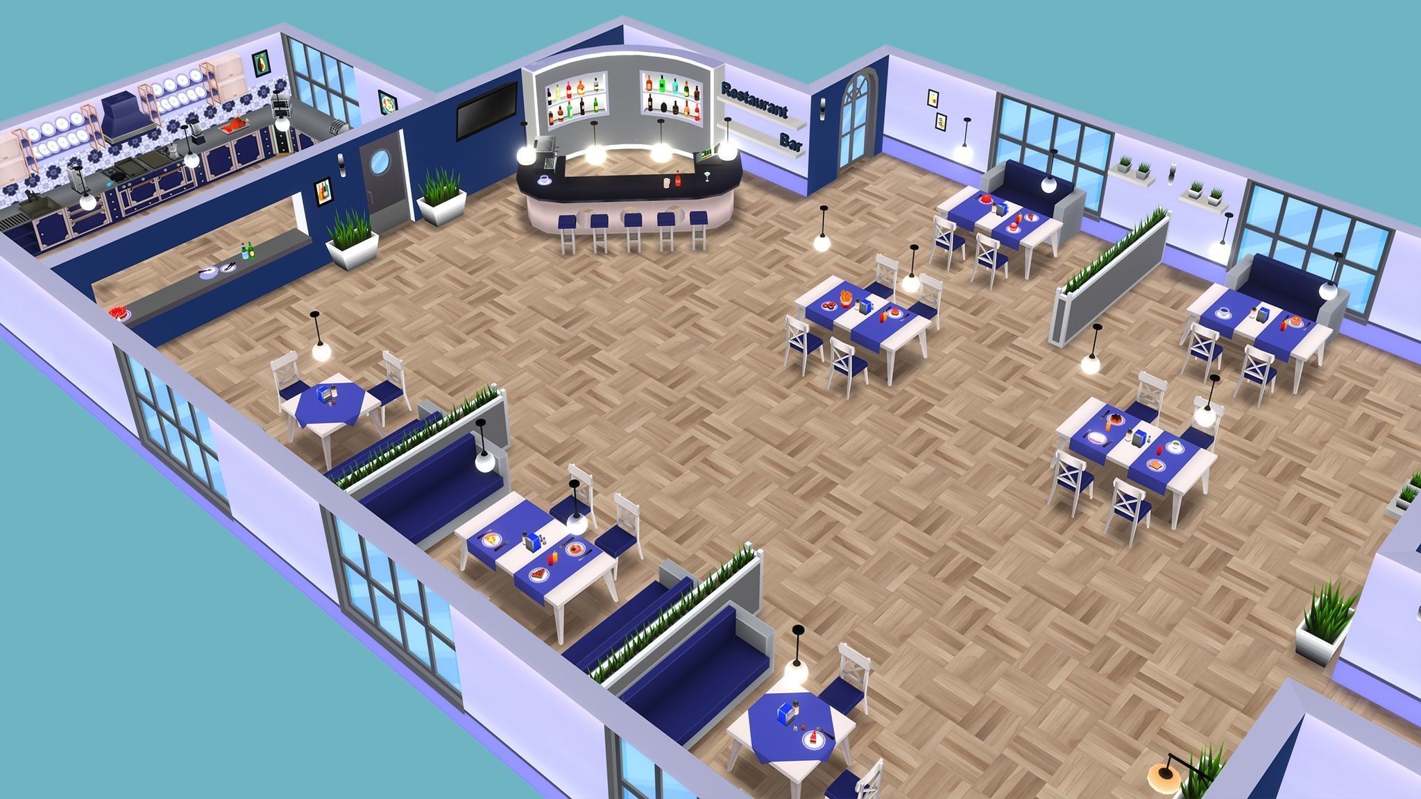 Restaurant MegaPack Low-poly 3D model_12