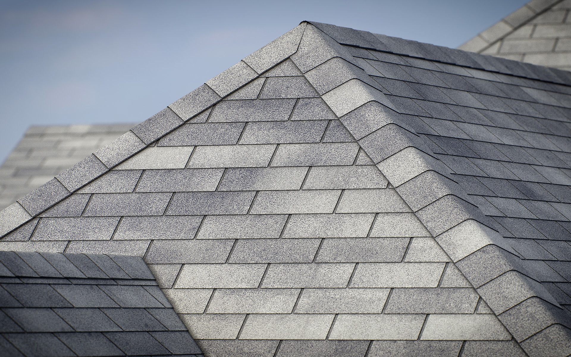 RailClone Preset of 3tab Asphalt Roof Shingles for 3dsmax VRay 3D