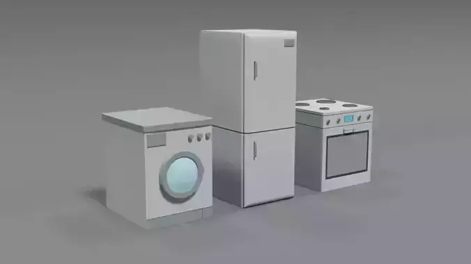 Low Poly Cartoon Household Electronic Devices